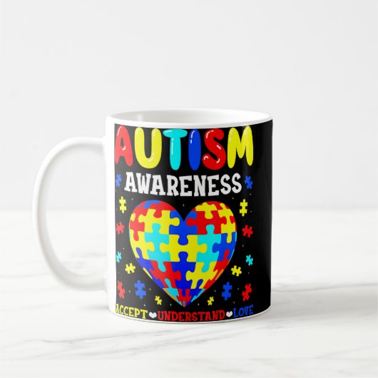 Autism Awareness Accepteren Love Autism Puz Koffiemok (Links)