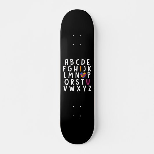 Autism Awareness Alphabet Typographic Persoonlijk Skateboard (Voorkant)