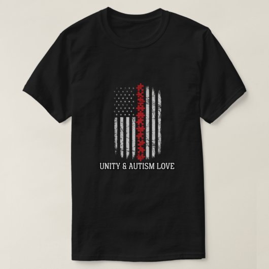 Autism Awareness American Flag Unity T-Shirt (Design voorkant)