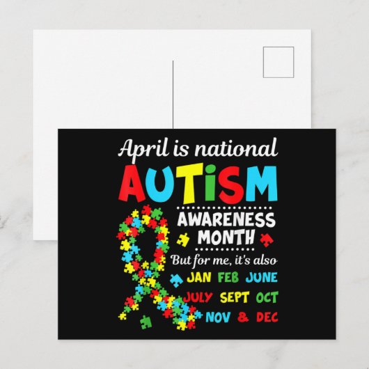 Autism Awareness - April is National Autism Awaren Briefkaart (Voorkant / Achterkant)