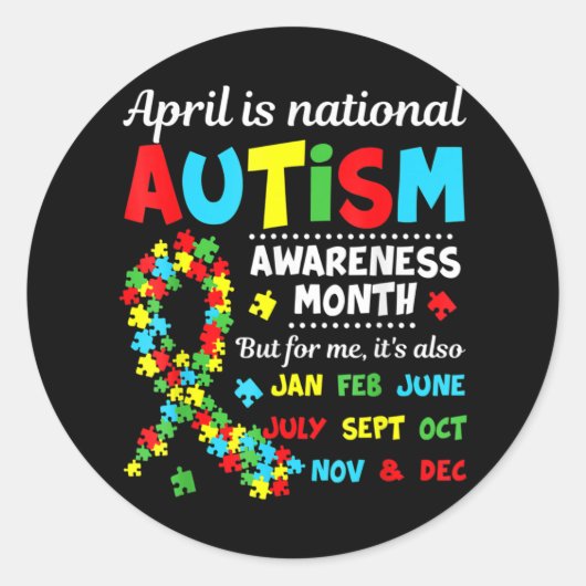 Autism Awareness - April is National Autism Awaren Ronde Sticker (Voorkant)