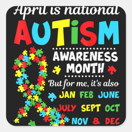 Autism Awareness - April is National Autism Awaren Vierkante Sticker (Voorkant)
