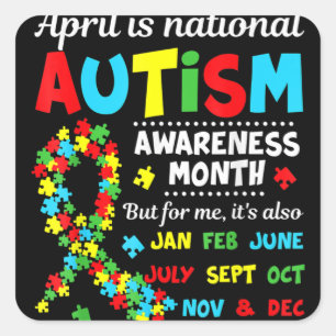 Autism Awareness - April is National Autism Awaren Vierkante Sticker