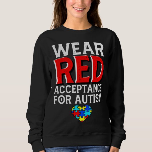Autism Awareness April Wear Red Acceptance for Aut Trui (Voorkant)