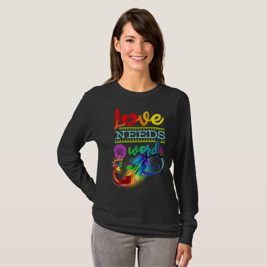 Autism Awareness ASD Infinity Rainbow Love Needs N T-shirt (Voorkant volledig)