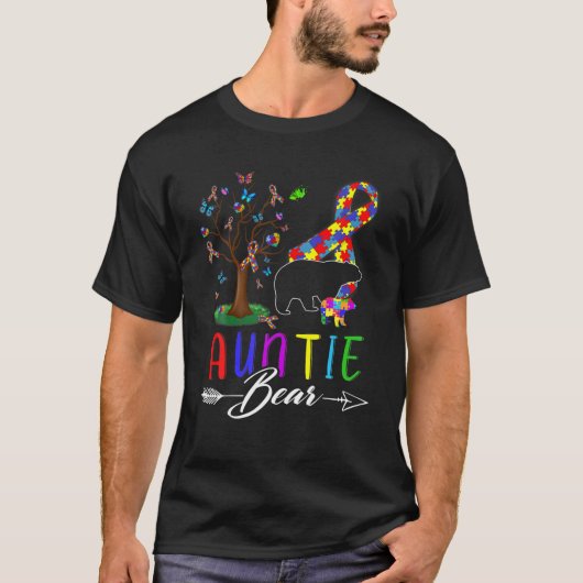 Autism Awareness Auntie Bear Support Adul T-shirt (Voorkant)