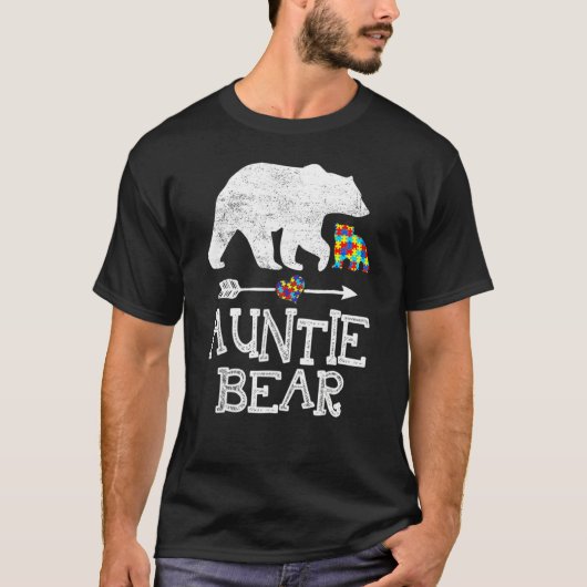 Autism Awareness Auntie Bear Support Adul T-shirt (Voorkant)