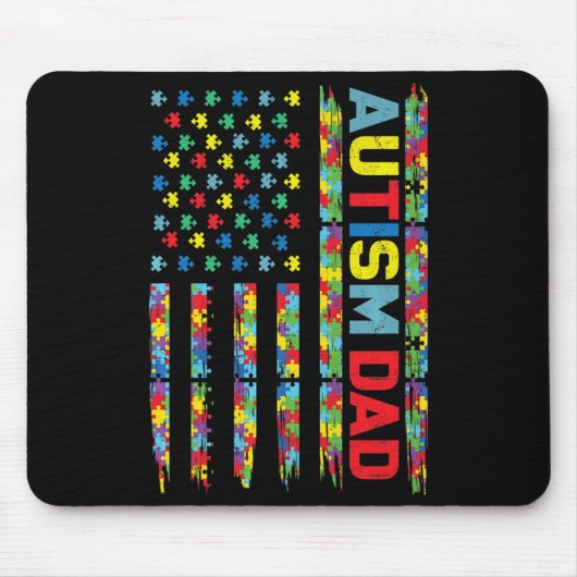 Autism Awareness Autism Dad America Flag Puzzle G Muismat (Voorkant)