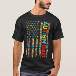 Autism Awareness Autism Dad America Flag Puzzle G T-shirt