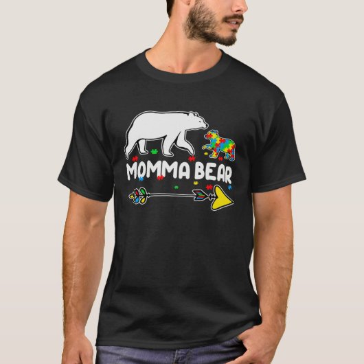 Autism Awareness Autism Momma Bear Support Autism T-shirt (Voorkant)