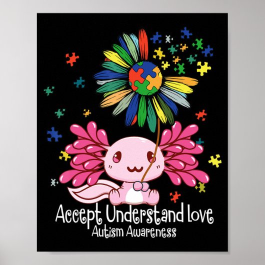 Autism awareness , axolotl lovers T-Shirt134 Poster (Voorkant)