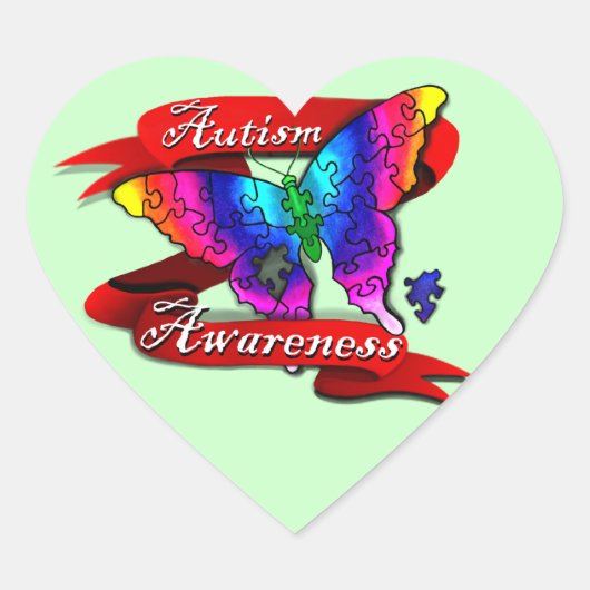 Autism Awareness Banner Hart Sticker (Voorkant)