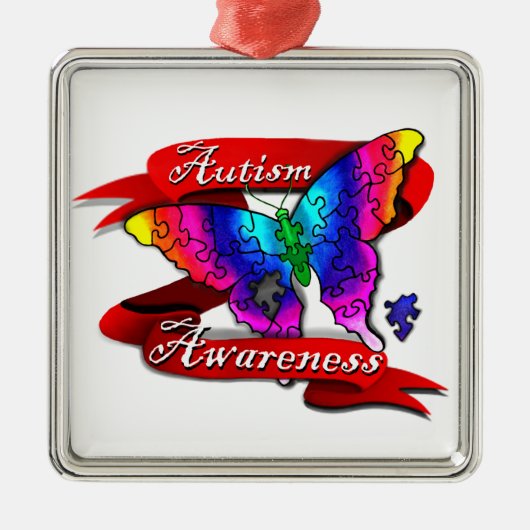 Autism Awareness Banner Metalen Ornament (Voorkant)