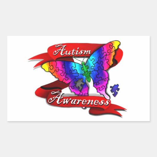 Autism Awareness Banner Rechthoekige Sticker (Voorkant)