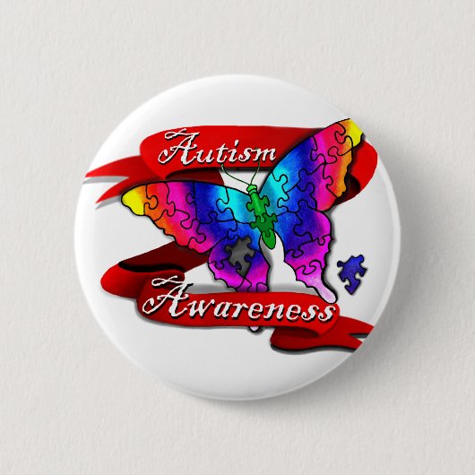 Autism Awareness Banner Ronde Button 5,7 Cm (Voorkant)