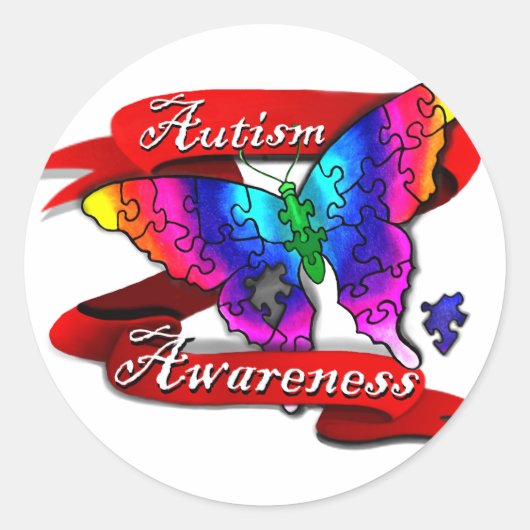 Autism Awareness Banner Ronde Sticker (Voorkant)