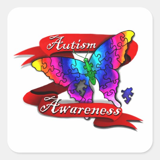 Autism Awareness Banner Vierkante Sticker (Voorkant)