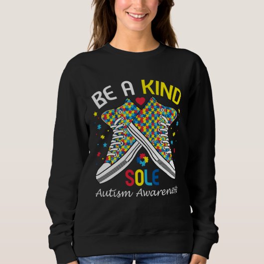 Autism Awareness  Be A Kind Sole Puzzle Shoe Trui (Voorkant)