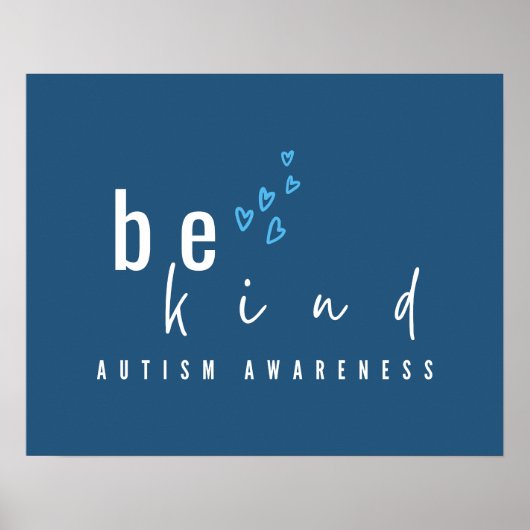 autism awareness be kind blue hearts modern  poster (Voorkant)