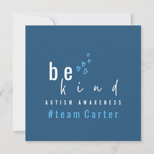 autism awareness be kind blue #team name custom  kaart (Voorkant)