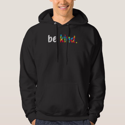 Autism Awareness Be Kind Colorful Puzzle Pieces Hoodie (Voorkant)