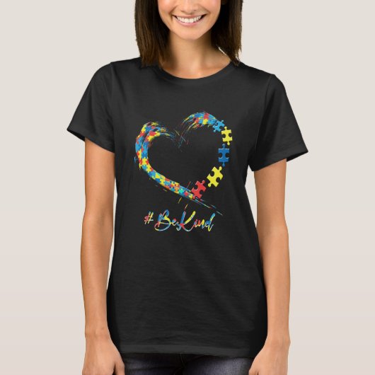 Autism Awareness Be Kind Kindness Heart Puzzle T-shirt (Voorkant)