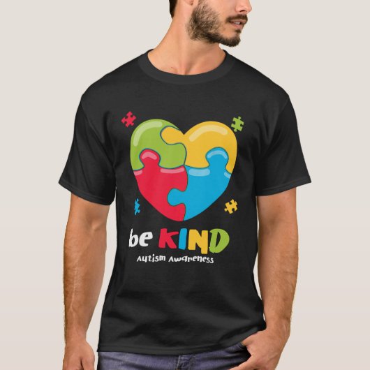 Autism Awareness Be Kind Puzzle Heart Kindness T-shirt (Voorkant)