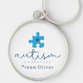 autism awareness blue puzzle piece #team name sleutelhanger (Voorkant)
