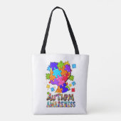 Autism Awareness Boy Puzzle Tote Bag (Achterkant)