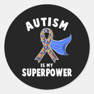 Autism Awareness Boys Girls Kinder is My Superpowe Ronde Sticker