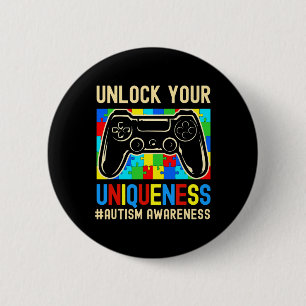 Autism Awareness Boys Girls Video Game Controller Ronde Button 5,7 Cm
