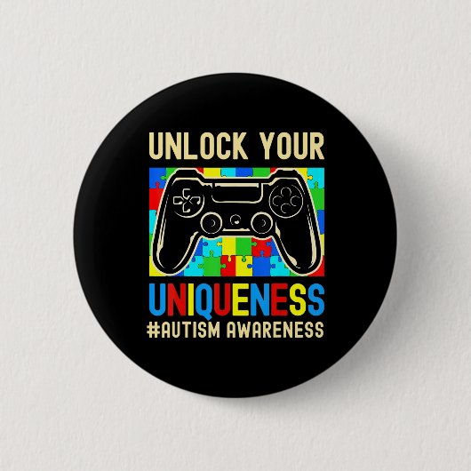 Autism Awareness Boys Girls Video Game Controller Ronde Button 5,7 Cm (Voorkant)