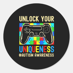 Autism Awareness Boys Girls Video Game Controller Ronde Sticker