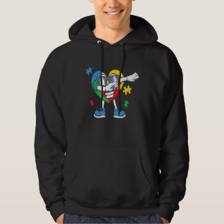 Autism Awareness Boys Kinder Dabbing Heart Puzzle Hoodie