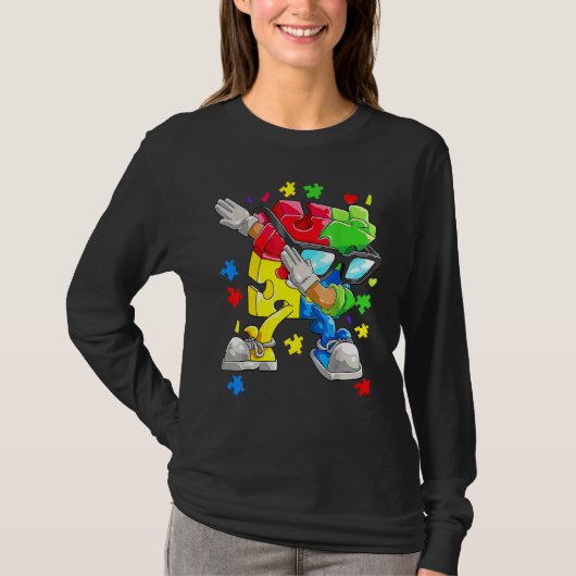 Autism Awareness Boys Kinder Dabbing Puzzle Piece  T-shirt (Voorkant)