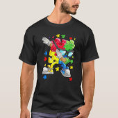 Autism Awareness Boys Kinder Dabbing Puzzle Piece T-shirt (Voorkant)