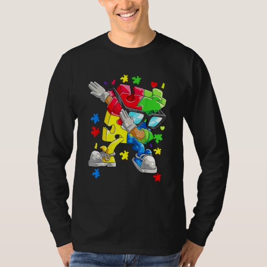 Autism Awareness Boys Kinder Dabbing Puzzle Piece  T-shirt (Voorkant)