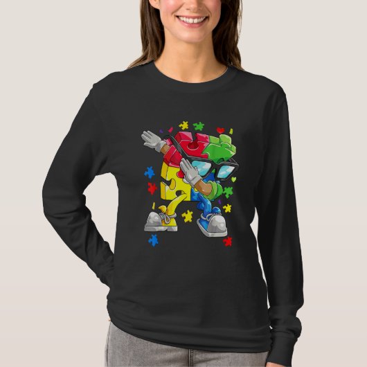 Autism Awareness Boys Kinder Dabbing Puzzle Piece  T-shirt (Voorkant)