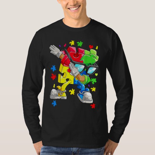 Autism Awareness Boys Kinder Dabbing Puzzle Piece  T-shirt (Voorkant)