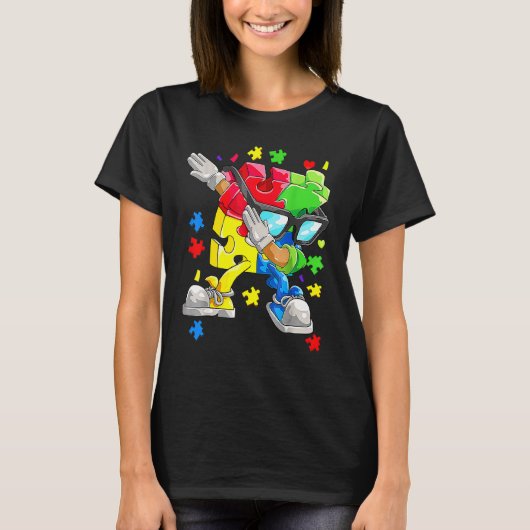 Autism Awareness Boys Kinder Dabbing Puzzle Piece  T-shirt (Voorkant)