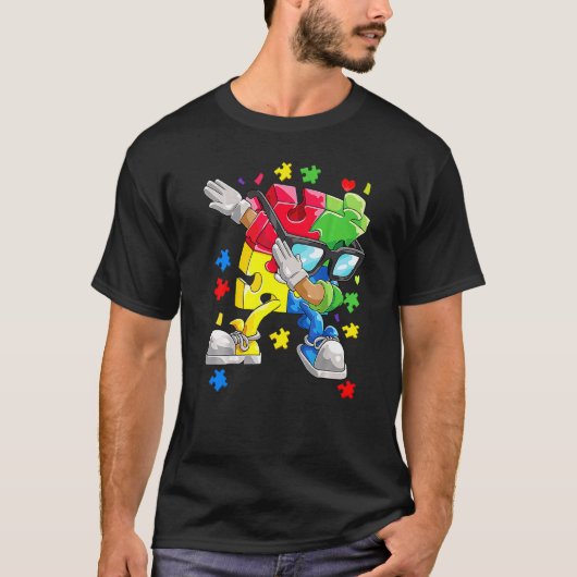 Autism Awareness Boys Kinder Dabbing Puzzle Piece  T-shirt (Voorkant)