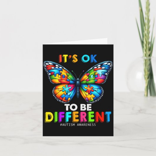 Autism Awareness Butterfly Animal Its Ok To Be Dif Kaart (Voorkant)