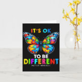 Autism Awareness Butterfly Animal Its Ok To Be Dif Kaart (Gele Bloem)