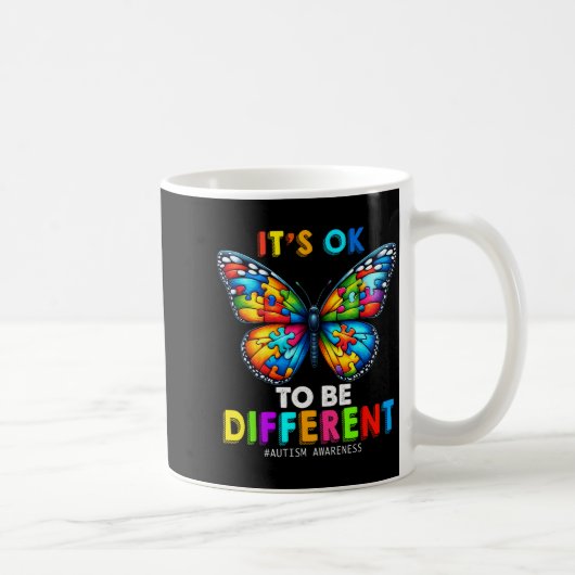 Autism Awareness Butterfly Animal Its Ok To Be Dif Koffiemok (Rechts)