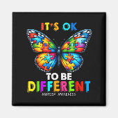 Autism Awareness Butterfly Animal Its Ok To Be Dif Magneet (Voorkant)