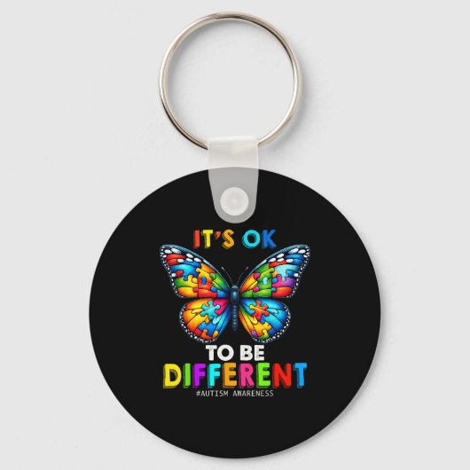 Autism Awareness Butterfly Animal Its Ok To Be Dif Sleutelhanger (Voorkant)