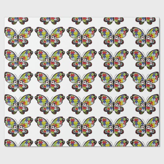 Autism Awareness Butterfly Cadeaupapier (Vlak)