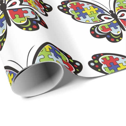 Autism Awareness Butterfly Cadeaupapier (Rol Hoek)