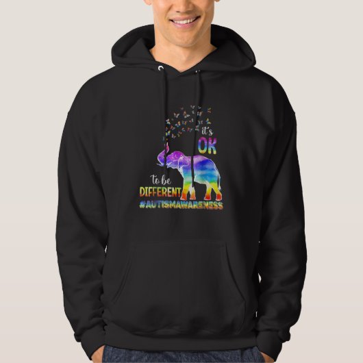 Autism Awareness Butterfly Elephant It s Ok To Be  Hoodie (Voorkant)