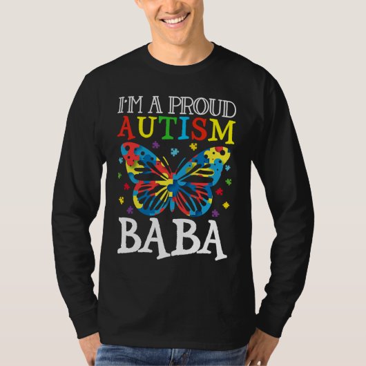 Autism Awareness Butterfly I'm a Proud Autism Baba T-shirt (Voorkant)